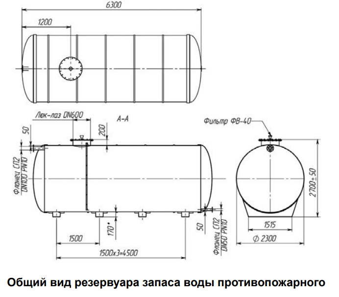 Чертеж емкости с деталировкой